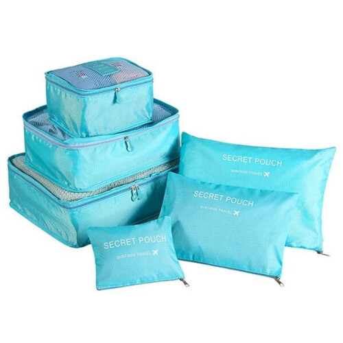(Light Blue) 6pcs Packing Cubes Travel Organizer Storage