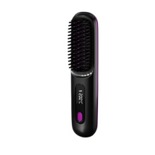 Rechargeable hair straightening brush, black