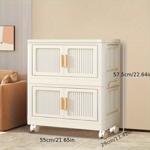 Armoire de rangement pliante multifonctionnelle à roulettes.