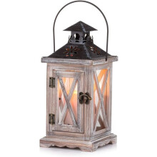 Farol de madera para exteriores, 28 cm.