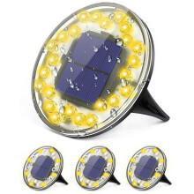 Luces solares de suelo, 24 LED, alimentadas por energía solar para exteriores.