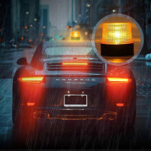 2025 1pcs Yellow LED Battery Operated Warning Light, Magnetic Flashing Warning Light for Vehicle with Cigarette Lighter Socket 12V, 24V