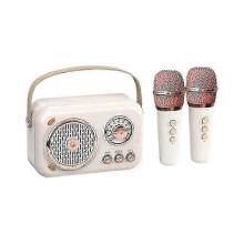 Portable Bluetooth Speaker with Microphone Set, Vintage Bluetooth Speaker with Home (White)