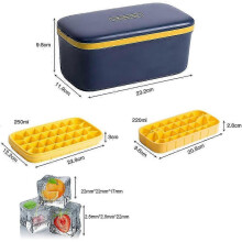 2025 Ice Cube Tray, Ice Cube Tray with Lid, Ice Cube Ice Box with Lid, Double-Layer Silicone Ice Cube Tray, 64 Compartments