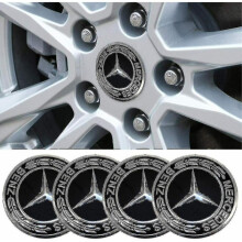 Zk- 4x 60mm Car Wheel Center Caps Emblem Logo Black Rim Hub for Mercedes Benz