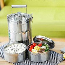 2025 2x Stainless Steel Thermal Insulated Stackable Lunch Bento Box Tiffin 3 Tier