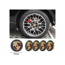 4 x Porsche 76mm grey wheel center caps with logo for Porsche Cayenne, Cayman, Panamera, Boxster, 911/718