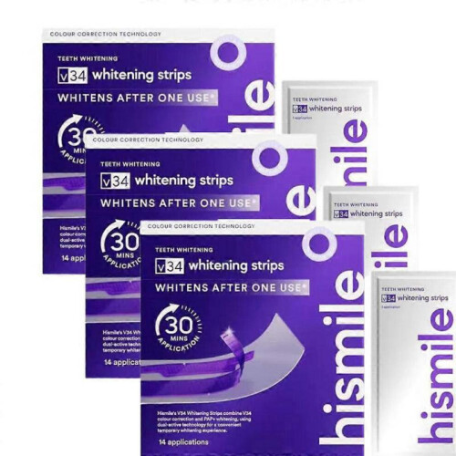 (3Packs=42Pcs) V34 Purple Teeth Whitening Strips