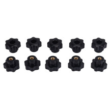 10PCS M6 Female Knob Screws M6 x 32mm Female Threaded Star Clamping Knob Grip Black