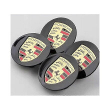4pcs Porsche wheel center hub cap black curved 76mm logo color