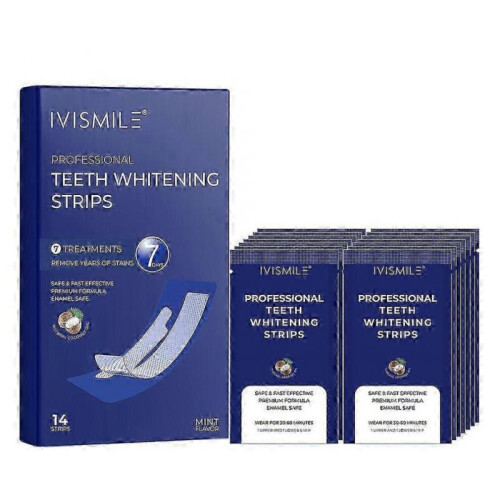 (Blue) 28 Treatments Sensitive Teeth Whitening Strips 6% Hydrogen Peroxide
