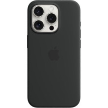 (Black) Étui en silicone compatible avec l'iPhone 15 Pro et MagSafe