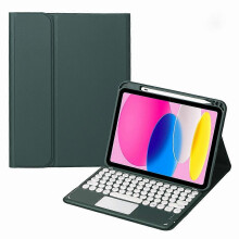 (Dark Green) Kompatible iPad 10. Generation 10,9 Zoll (2022) SA-10C Bluetooth-Touch-Tastatur-Leder-Tablet-Hülle
