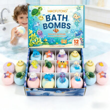 Ocean Toy Bath Bomb Set 60g*12, Kids Bath Bombs with Surprise Toys, Dissolvable Bath Toys, Children's Bath Time Fun, Gift for Kids