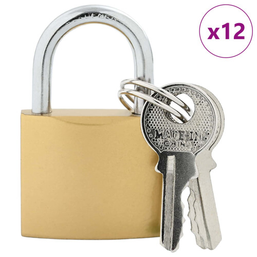VidaXL vidaXL U Lock with Keys 12 pcs Brass Iron 1