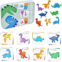 SHEFEITE Wooden Dinosaur Puzzle Montessori Educational Toy for Kids 1-6 Years Multicolor