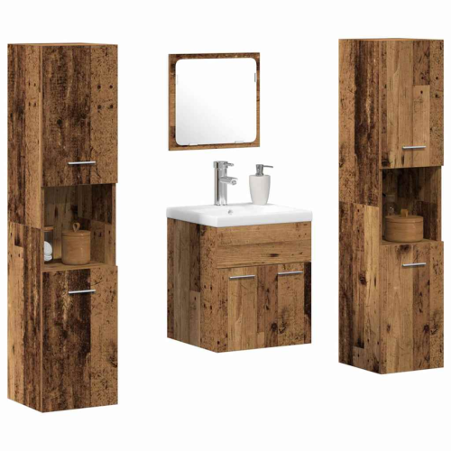 VidaXL vidaXL Badezimmermöbel-Set 4 Stk. Altholz Holzwerkstoff 2
