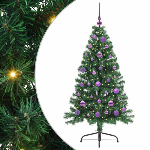 VidaXL vidaXL Artificial Pre-lit Christmas Tree Green 150 cm PVC 1