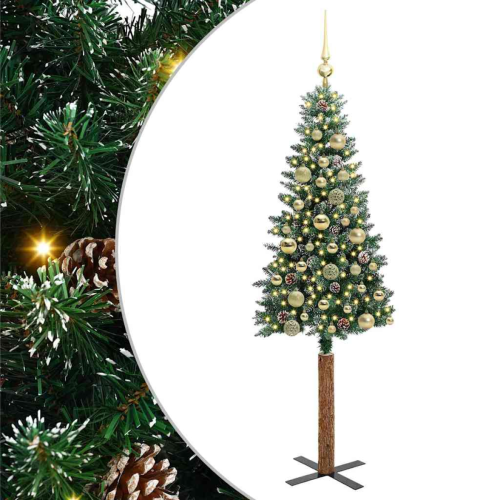 VidaXL vidaXL Slim Christmas Tree Green 150 cm PVC and Solid Pine wood 1