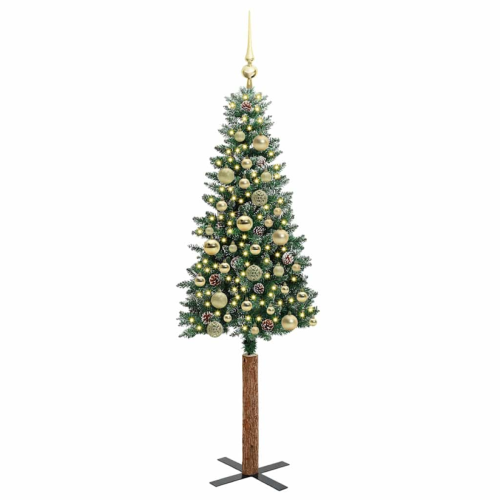 VidaXL vidaXL Slim Christmas Tree Green 150 cm PVC and Solid Pine wood 2