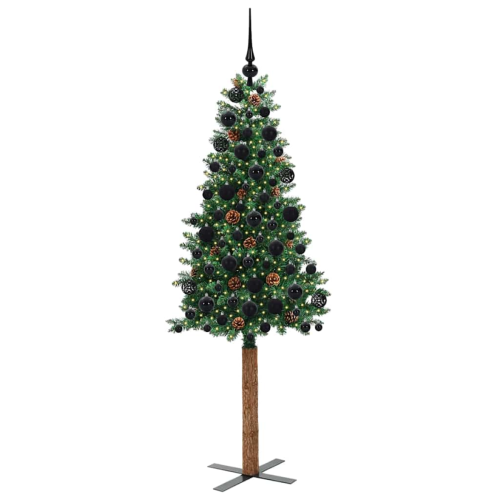 VidaXL vidaXL Slim Christmas Tree Green 180 cm PVC and Solid Pine wood 2
