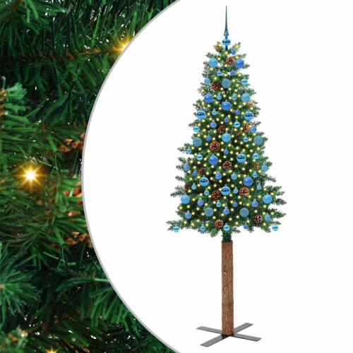 VidaXL vidaXL Slim Christmas Tree Green 210 cm PVC and Solid Pine wood 1