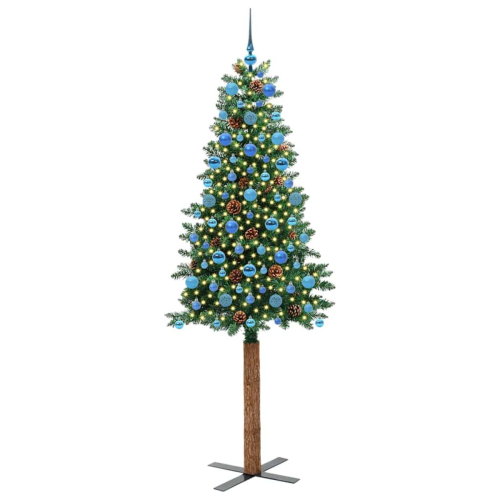 VidaXL vidaXL Slim Christmas Tree Green 210 cm PVC and Solid Pine wood 2
