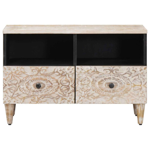 VidaXL vidaXL TV Cabinet White 70 x 33.5 x 46 cm Solid Mango Wood 2