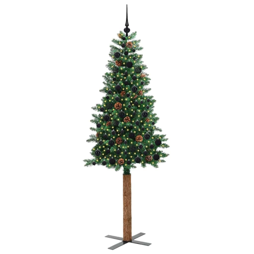 VidaXL vidaXL Slim Christmas Tree Green 210 cm PVC and Solid Pine wood 2