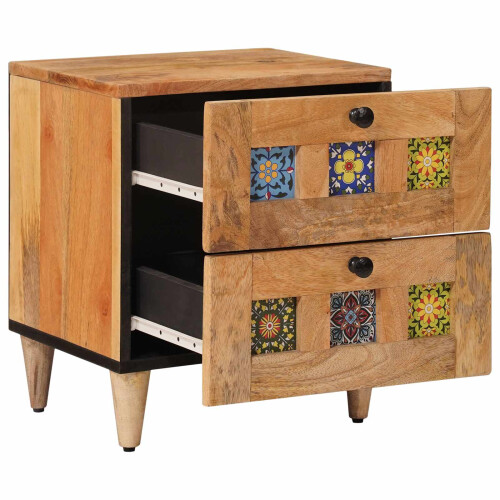 VidaXL vidaXL Bedside Cabinet Natural 40 x 33.5 x 46 cm Solid Mango Wood 1