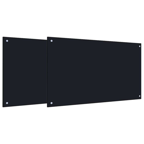 VidaXL vidaXL Kitchen Backsplash 2 pcs Black 100 x 60 cm Tempered Glass 1