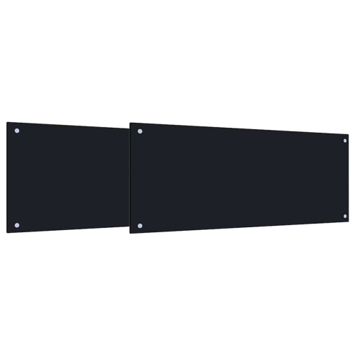 VidaXL vidaXL Kitchen Backsplash 2 pcs Black 100 x 40 cm Tempered Glass 1
