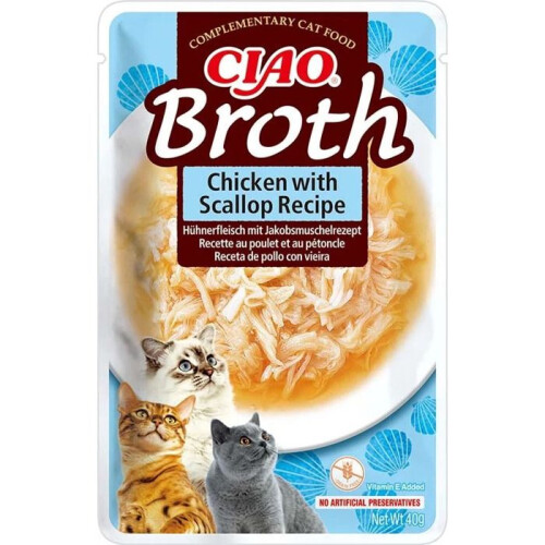 INABA CIAO vådfoder til katte delikatesse Kyllingebouillon med kammuslinger 24x40g