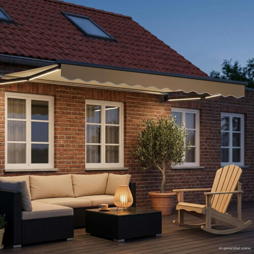 VidaXL vidaXL Manual Retractable Awning with LEDs 2.5 x 2 m 2