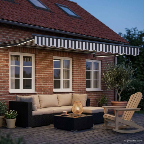 VidaXL vidaXL Manual Retractable Awning with LEDs 3.5 x 2 m 2
