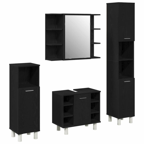 VidaXL vidaXL Badezimmermöbel-Set 4 Stk. Schwarz Holzwerkstoff 1