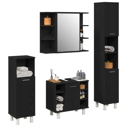 VidaXL vidaXL Badezimmermöbel-Set 4 Stk. Schwarz Holzwerkstoff 2