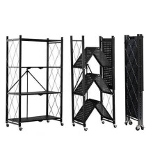 Étagère de rangement - SEVEN COMFORT - SEVEN COMFORT - Pliable - Acier noir - Roues multidirectionnelles (2 freins)