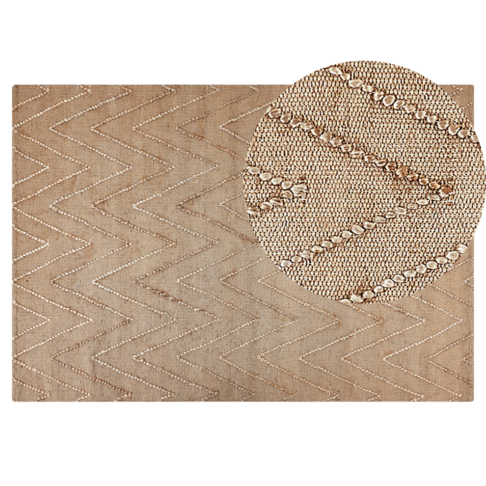 Beliani Rug Daday Beige 140 X 200 Cm Jute