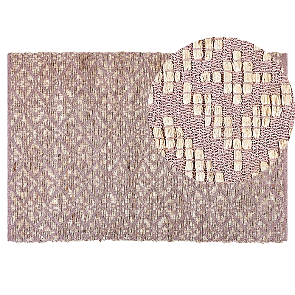 Beliani Rug Gerze Pink 140 X 200 Cm Cotton