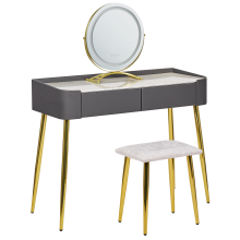 Dressing Table with Mirror and Stool SURIN LED Grey