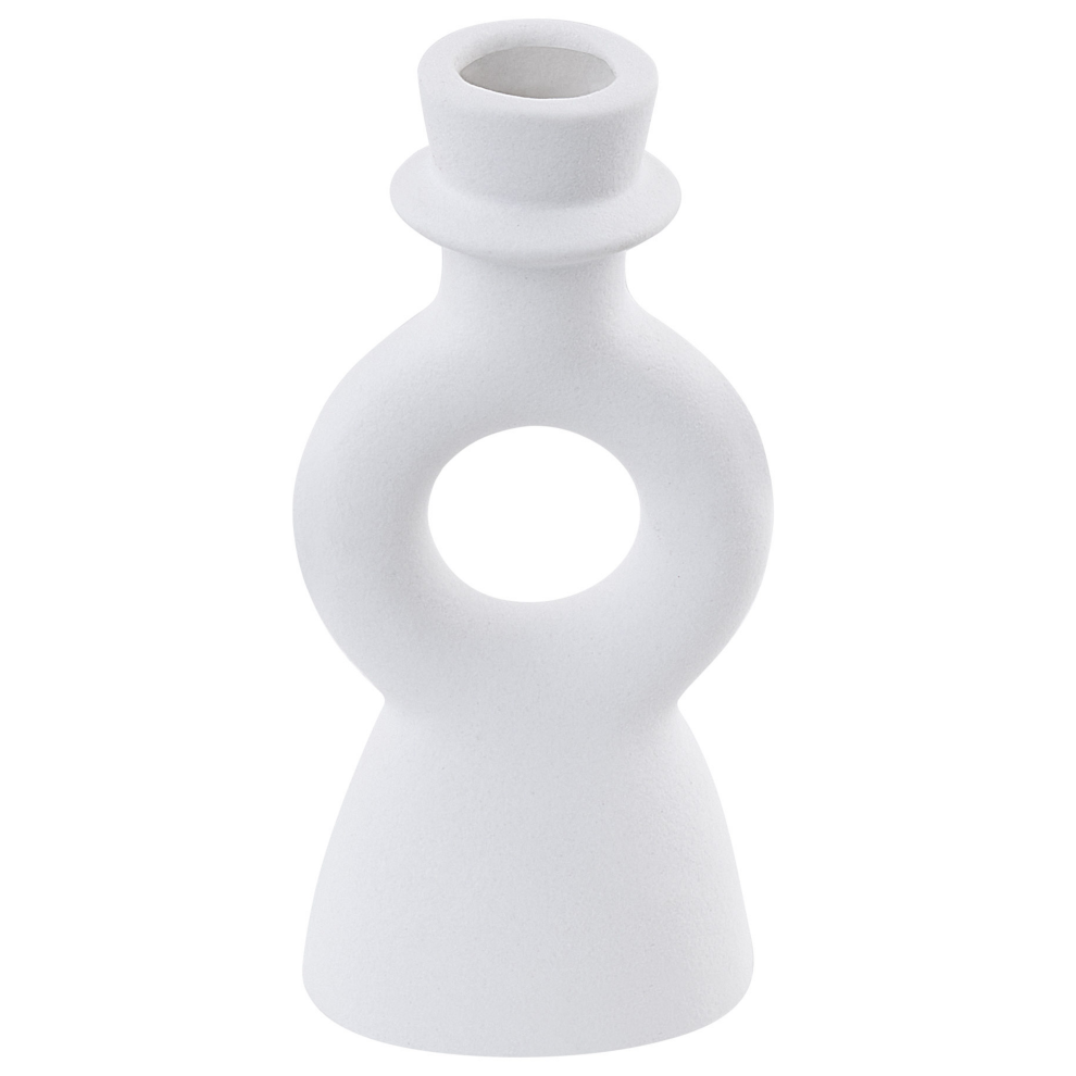 Beliani Candle Holder Sparta Ceramic 17 Cm Off- White