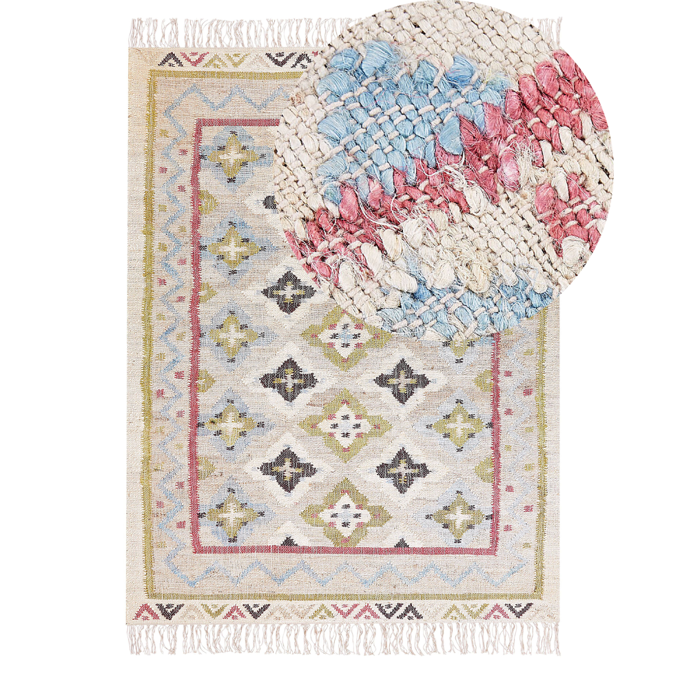 Beliani Rug Terkos Multicolour 140 X 200 Cm Jute