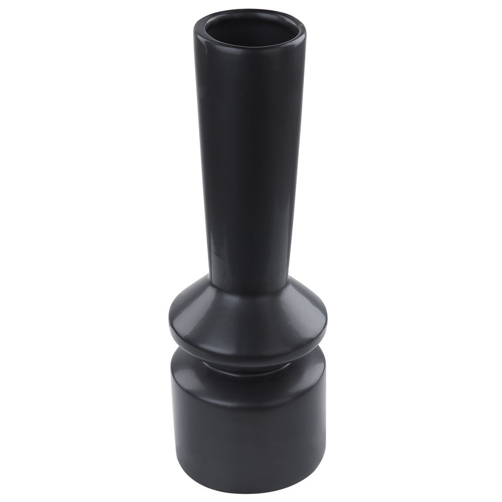 Beliani Flower Vase Peania Ceramic 30 Cm Black