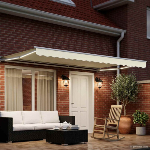 VidaXL vidaXL Cream and White 4.5 x 3 m Polyester with PU coating 2