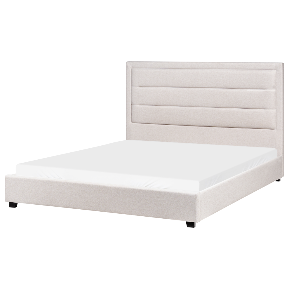 Beliani Waterbed Fabric Rouen 160 X 200 Cm (Eu King Size) Light Beige Cream