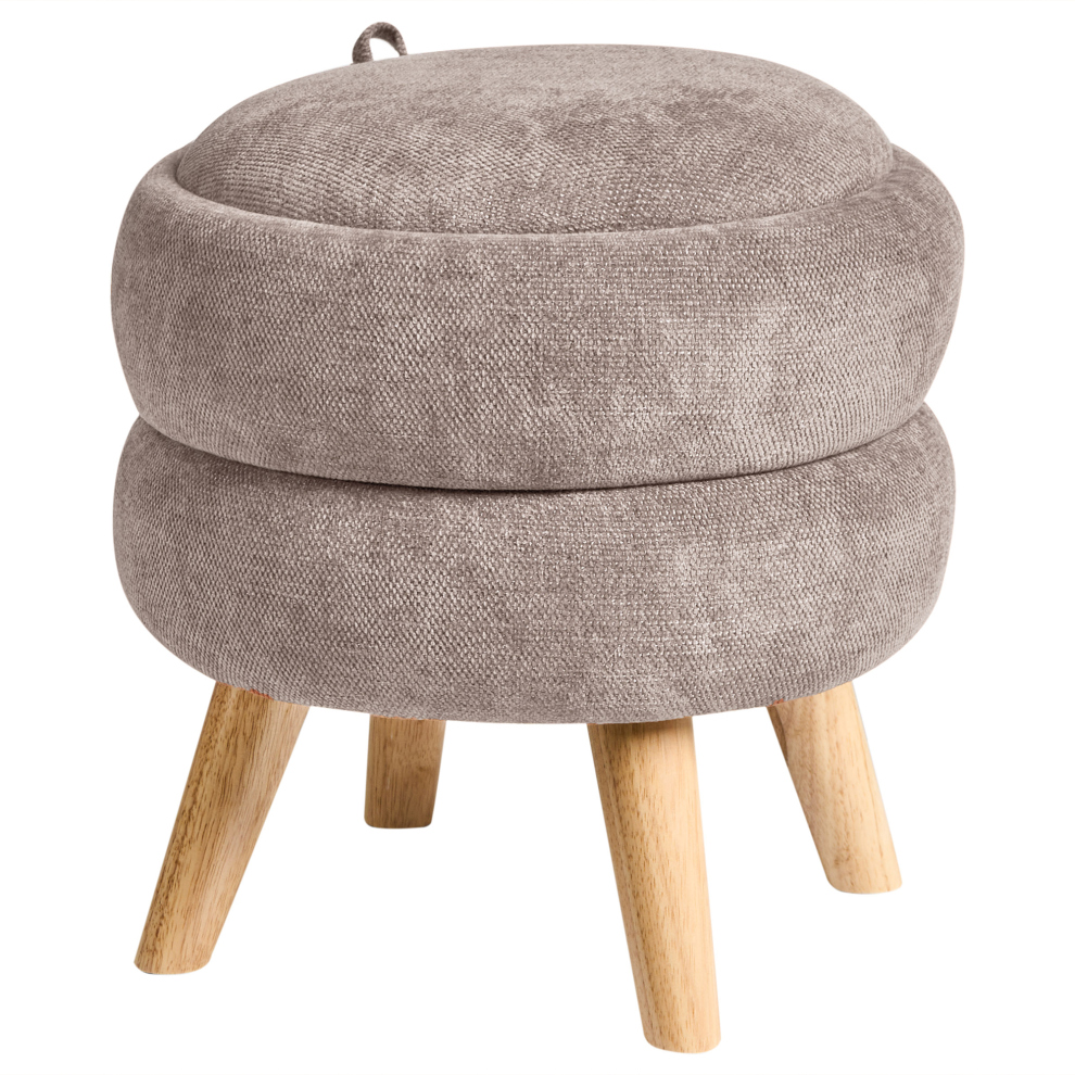 Beliani Storage Pouffe Hawley Chenille Taupe