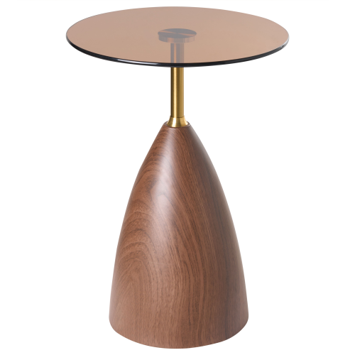 Beliani Side Table WALLIS Tempered Glass Brown
