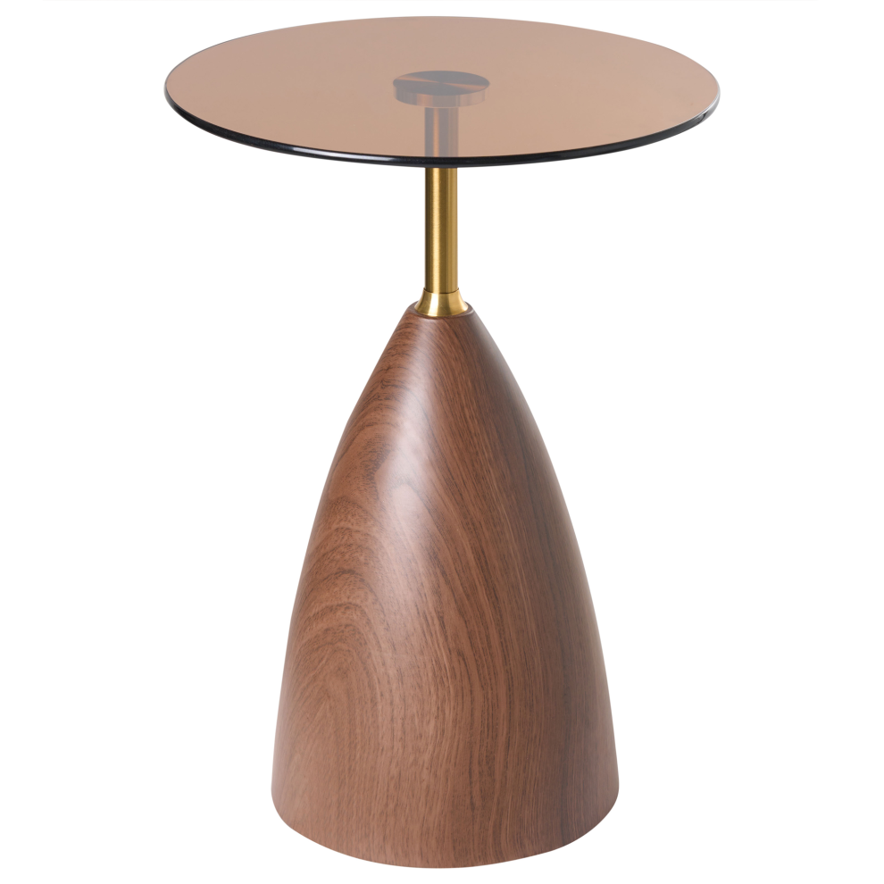 Beliani Side Table Wallis Tempered Glass Brown
