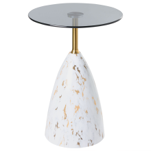 Side Table WABBY Tempered Glass White Marble